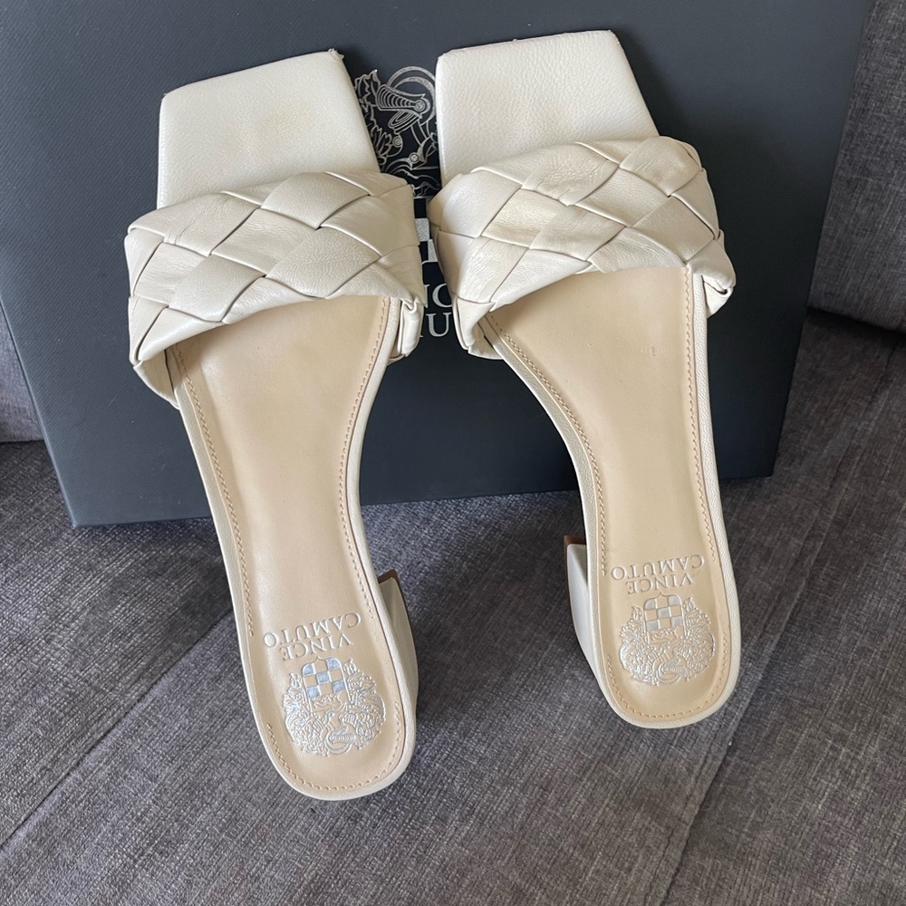 Vince Camuto Beige Ivory  Woven Heeled Sandals size 8.5 - Picture 8 of 8